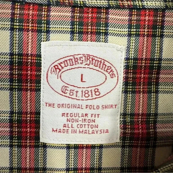 Brooks Brothers The Original Polo Shirt Plaid Regular Fit Non Iron L - Picture 8 of 9